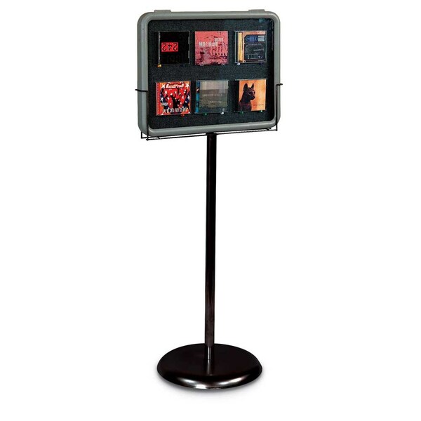 United Visual Products Corkboard, Blk, Rubber, 3 Door, 72 x 48" UV307-BLACK-RUBBER - main